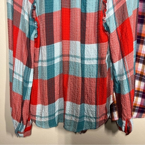 Anthropologie Pilcro Womens lot of 2 Plaid Flannel Ruffle Blouse Button Up Small - Picture 5 of 15